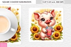 Summer Flower|Cartoon Animal Design l Floral Square Coaster Product Image 1