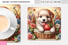 Summer Flower|Cartoon Animal Design l Floral Square Coaster Product Image 1