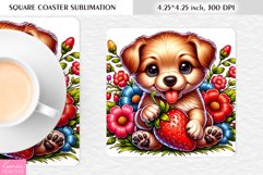 Summer Flower|Cartoon Animal Design l Floral Square Coaster Product Image 1