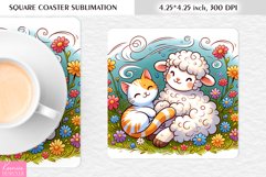 Summer Flower|Cartoon Animal Design l Floral Square Coaster Product Image 1