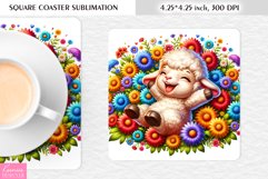 Summer Flower|Cartoon Animal Design l Floral Square Coaster Product Image 1