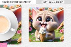 Summer Flower|Cartoon Animal Design l Floral Square Coaster Product Image 1