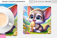 Summer Flower|Cartoon Animal Design l Floral Square Coaster Product Image 1