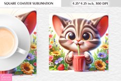 Summer Flower|Cartoon Animal Design l Floral Square Coaster Product Image 1