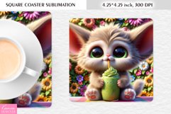 Summer Flower|Cartoon Animal Design l Floral Square Coaster Product Image 1