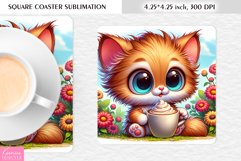 Summer Flower|Cartoon Animal Design l Floral Square Coaster Product Image 1