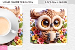 Summer Flower|Cartoon Animal Design l Floral Square Coaster Product Image 1