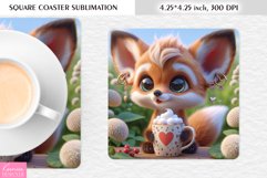 Summer Flower|Cartoon Animal Design l Floral Square Coaster Product Image 1