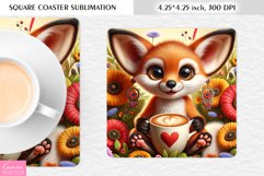 Summer Flower|Cartoon Animal Design l Floral Square Coaster Product Image 1
