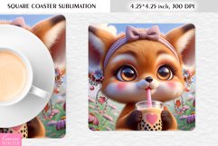 Summer Flower|Cartoon Animal Design l Floral Square Coaster Product Image 1