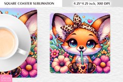 Summer Flower|Cartoon Animal Design l Floral Square Coaster Product Image 1