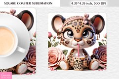 Summer Flower|Cartoon Animal Design l Floral Square Coaster Product Image 1