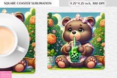Summer Flower|Cartoon Animal Design l Floral Square Coaster Product Image 1