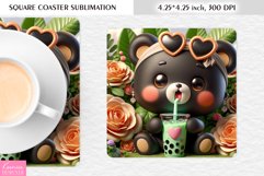Summer Flower|Cartoon Animal Design l Floral Square Coaster Product Image 1