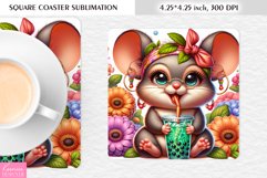 Summer Flower|Cartoon Animal Design l Floral Square Coaster Product Image 1