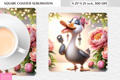 Summer Flower|Cartoon Animal Design l Floral Square Coaster Product Image 1