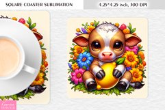 Summer Flower|Cartoon Animal Design l Floral Square Coaster Product Image 1
