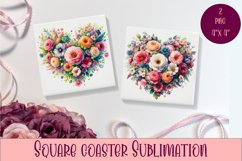 Square coasters Valentines Day|flowers heart Product Image 1
