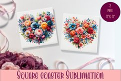 Square coasters Valentines Day|flowers heart Product Image 1