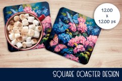 Coaster Sublimation hydrangea Square coaster design Product Image 1