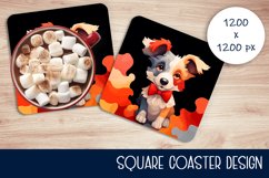 Cute dog Square Coaster Sublimation Design Product Image 1