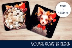 Cute dog Square Coaster Sublimation Design Product Image 1