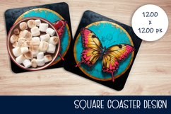Square Coaster Designs 3D Butterflies | Sublimation Product Image 1