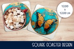 Square Coaster Designs 3D Butterflies | Sublimation Product Image 1