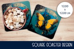 Square Coaster Designs 3D Butterflies | Sublimation Product Image 1