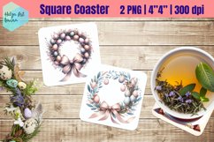 Pink Easter Square Coaster Sublimation Product Image 1