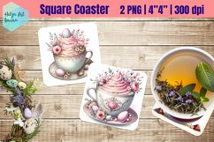 Pink Easter Square Coaster Sublimation Product Image 1