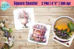 Pink Easter Square Coaster Sublimation Product Image 1