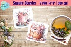 Pink Easter Square Coaster Sublimation Product Image 1