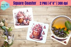 Pink Easter Square Coaster Sublimation Product Image 1