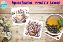 Pink Easter Square Coaster Sublimation Product Image 1