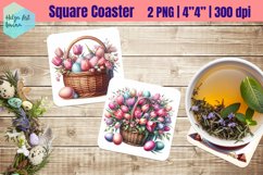 Pink Easter Square Coaster Sublimation Product Image 1