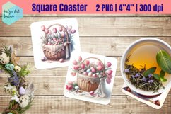 Pink Easter Square Coaster Sublimation Product Image 1