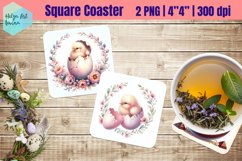 Pink Easter Square Coaster Sublimation Product Image 1