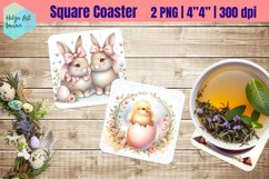 Pink Easter Square Coaster Sublimation Product Image 1