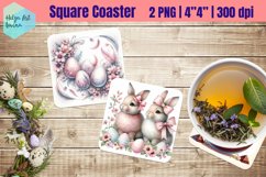 Pink Easter Square Coaster Sublimation Product Image 1