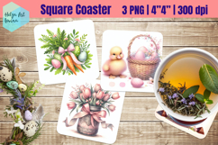 Pink Easter Square Coaster Sublimation Product Image 1