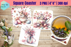 Pink Easter Square Coaster Sublimation Product Image 1