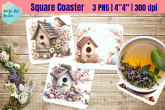 Pink Easter Square Coaster Sublimation Product Image 1