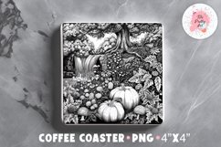 Fall Square Coaster, Coffee Square Coaster Sublimation Png,  Square Coaster Png