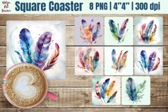 Square Coaster|Feathers Sublimation Coaster Product Image 1
