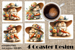 Happy Easter Square Coaster Sublimation. Funny bunny Product Image 1