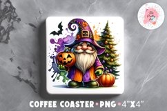 Halloween Gnome Square Coaster, Coffee Square Coaster Sublimation Png,  Square Coaster Png