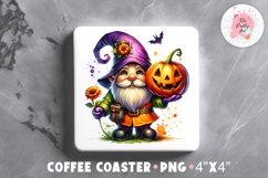 Halloween Gnome Square Coaster, Coffee Square Coaster Sublimation Png,  Square Coaster Png
