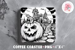 Halloween Square Coaster, Coffee Square Coaster Sublimation Png,  Square Coaster Png