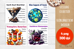 Square coaster holder, cocktail recipes, sublimation designs Product Image 1